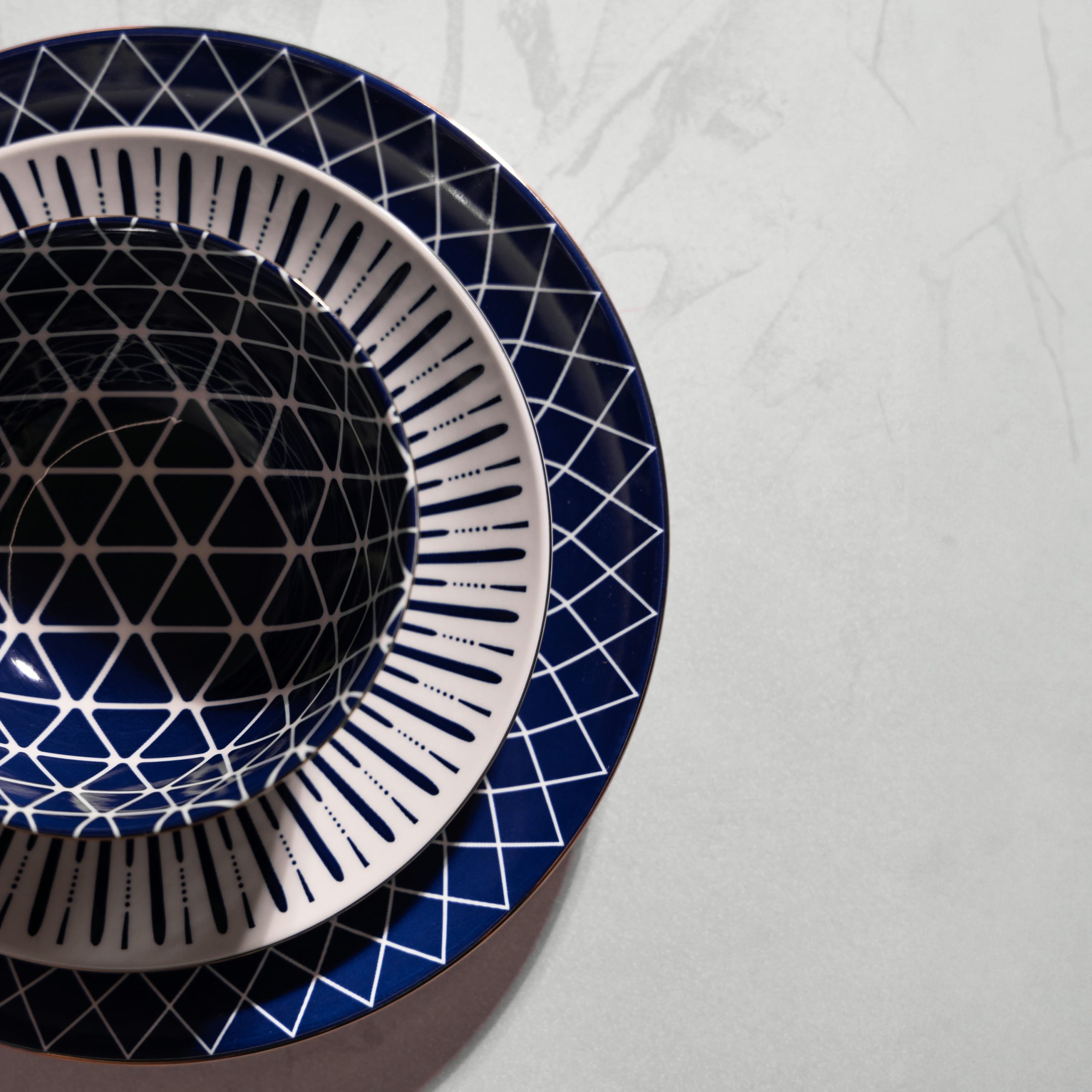 Blue and White Calypso Collection, 12-Piece Stoneware Dinnerware Set - Image 2