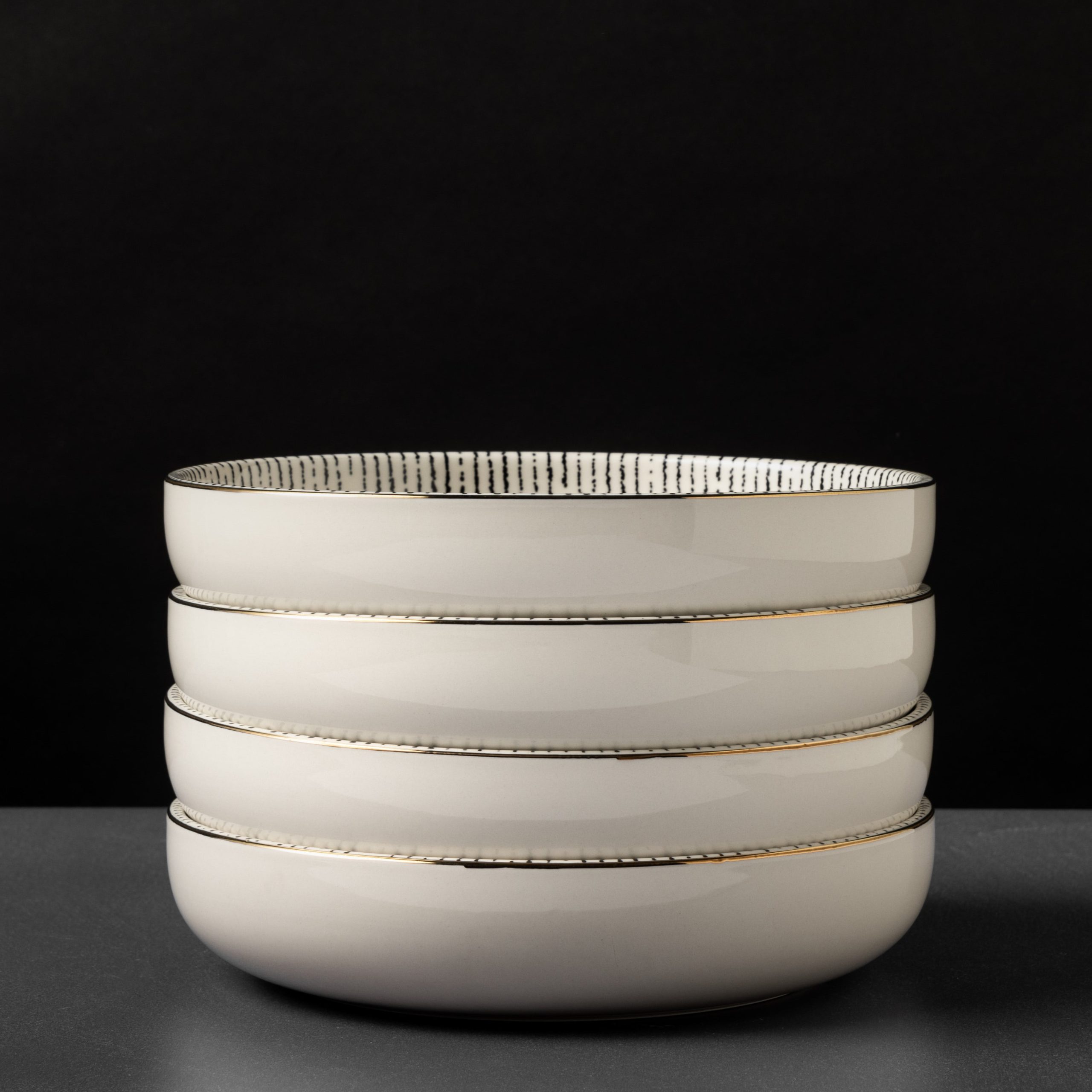 Riley Collection, 4 Pack Stoneware Low Bowls - Image 7