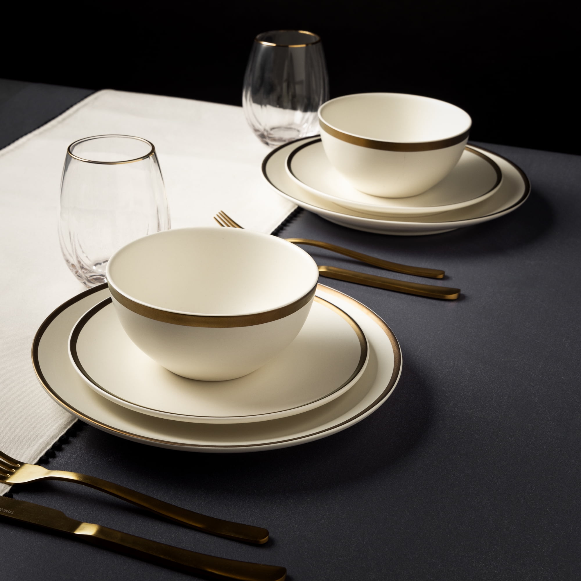 12-Piece Stoneware White Dinnerware Set, Everest Collection - Image 12