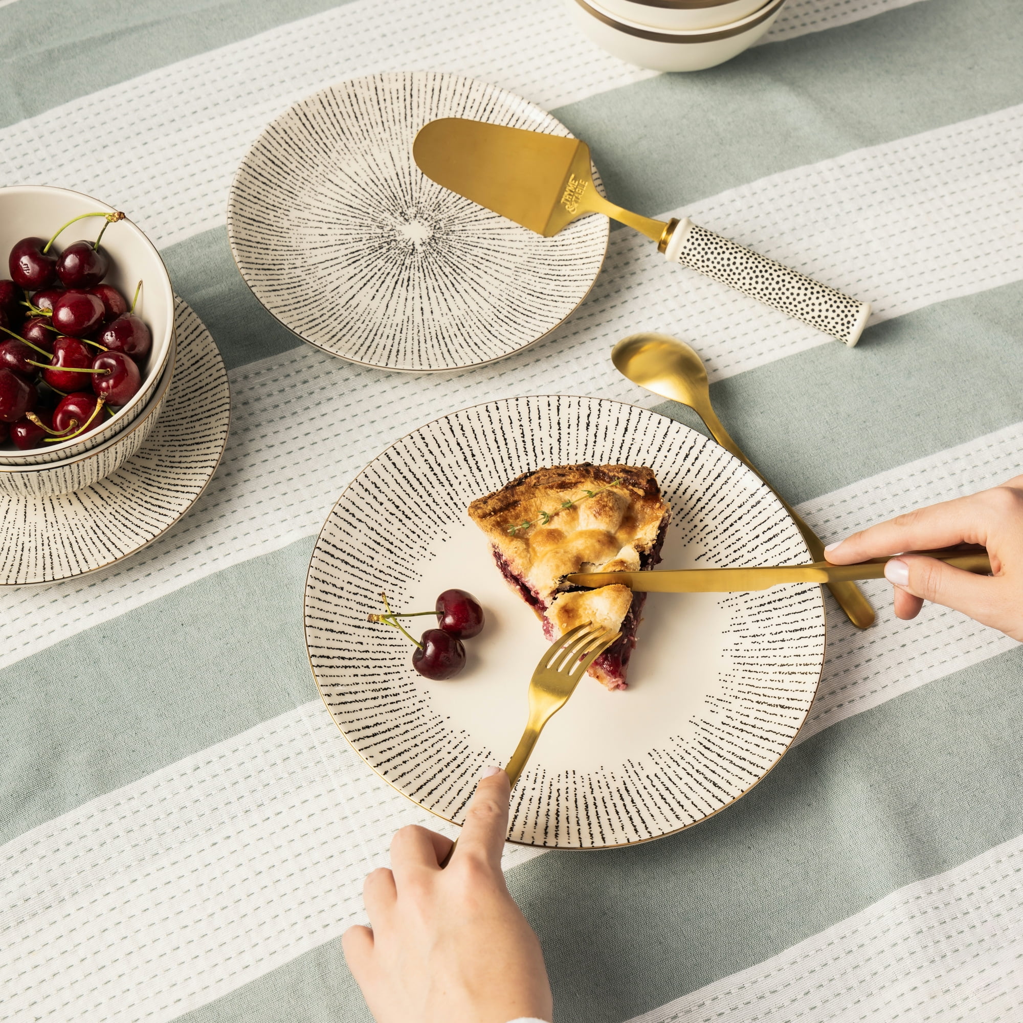 12-Piece Stoneware Dinnerware Set, Riley Collection - Image 8