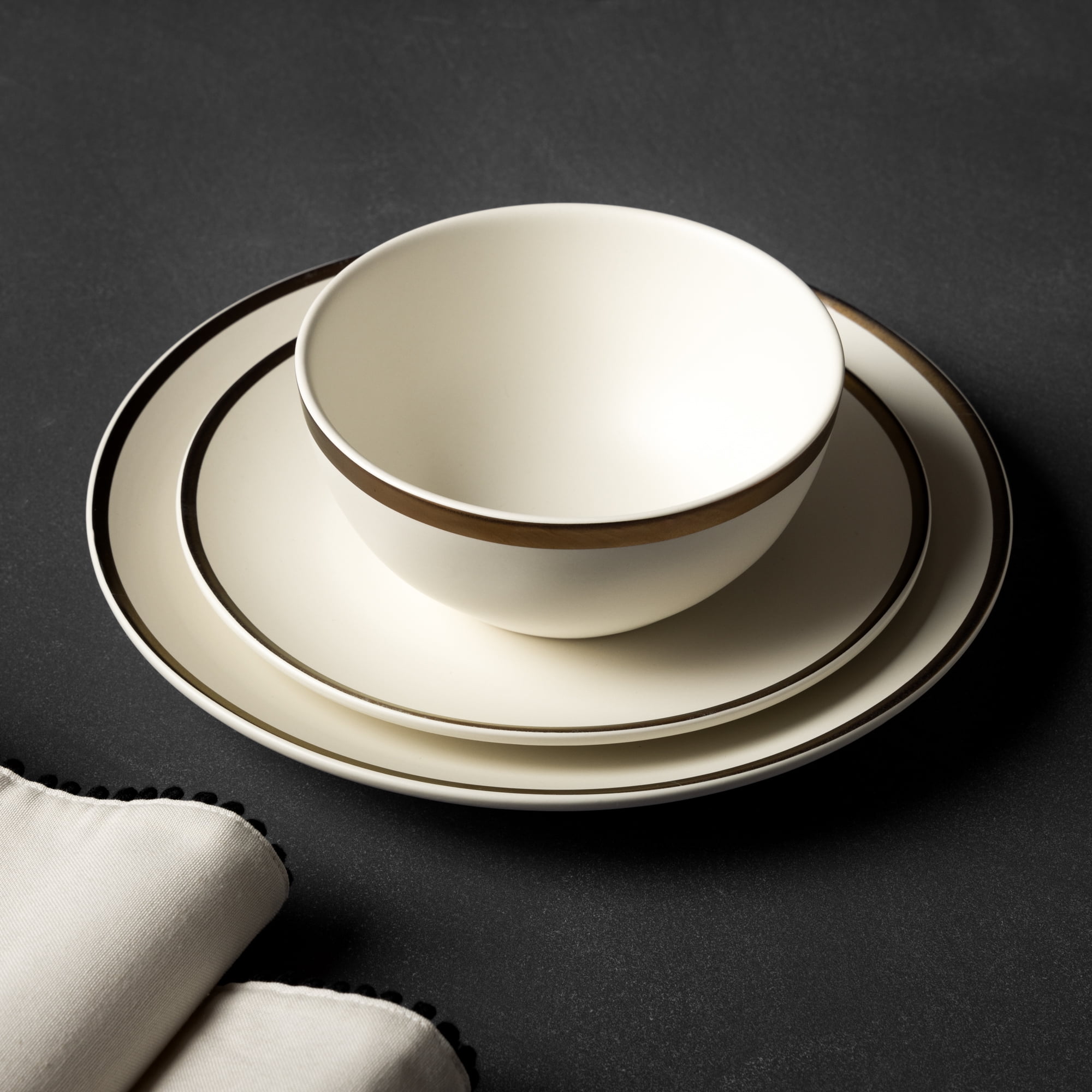 12-Piece Stoneware White Dinnerware Set, Everest Collection - Image 11