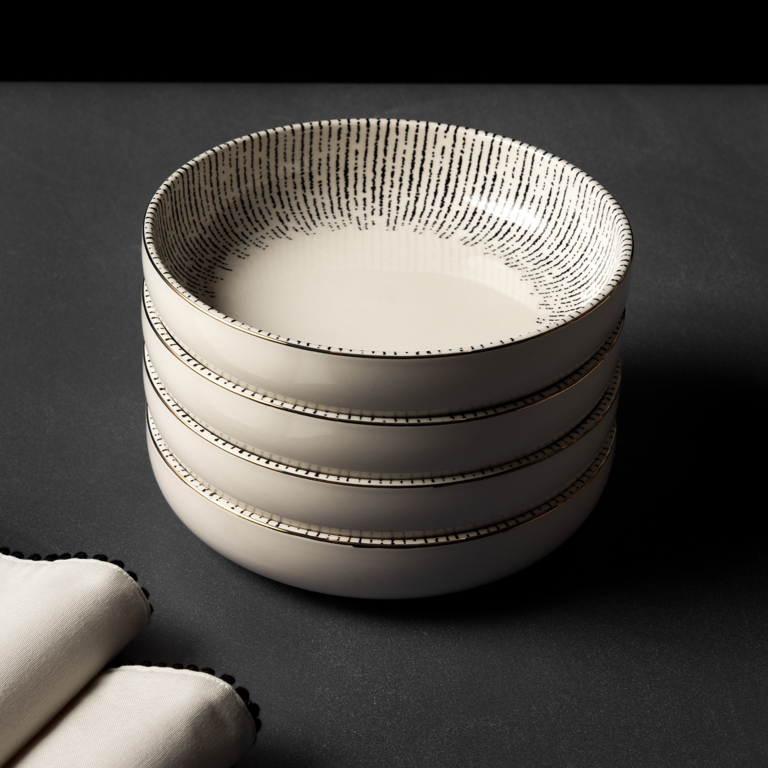 Riley Collection, 4 Pack Stoneware Low Bowls - Image 6