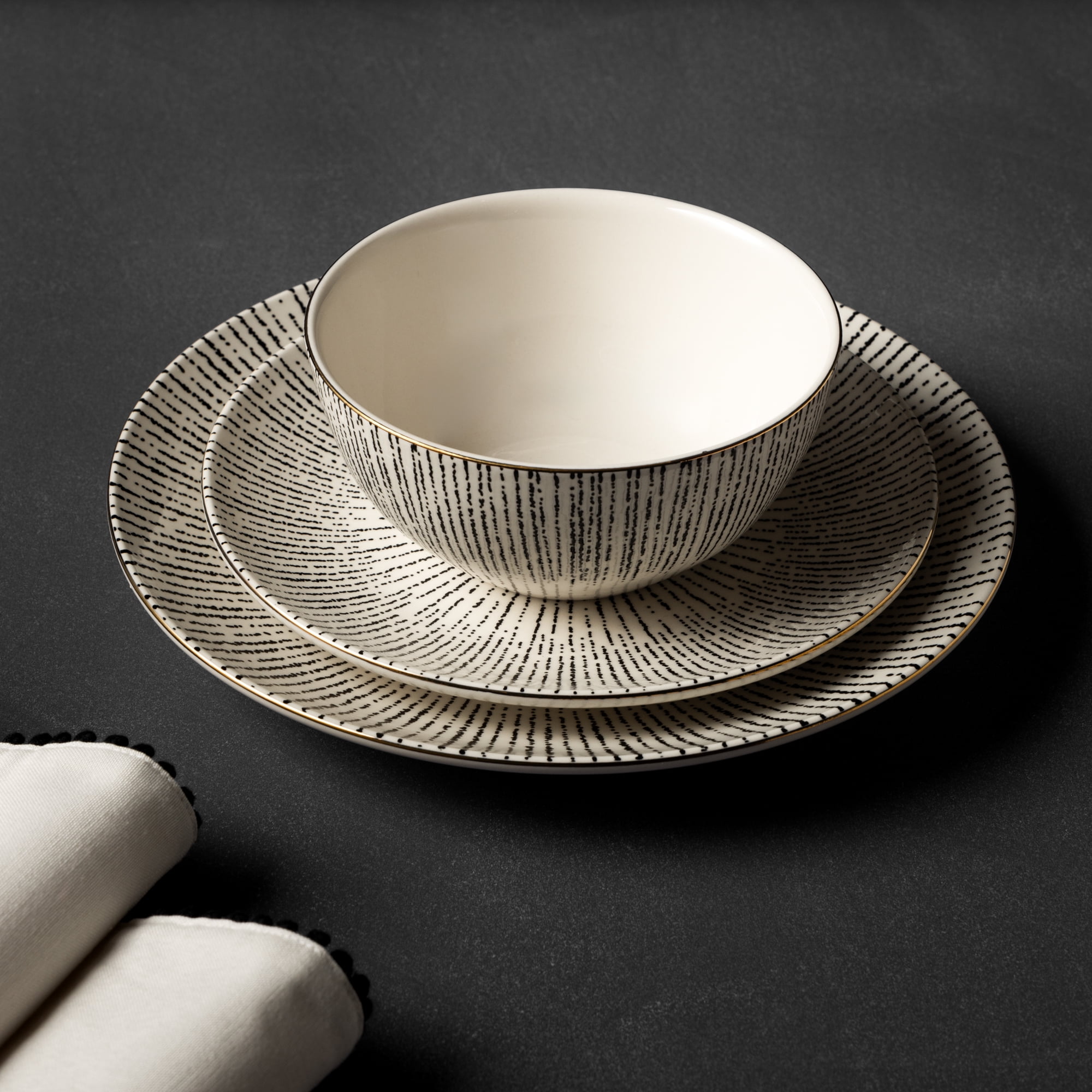 12-Piece Stoneware Dinnerware Set, Riley Collection - Image 14