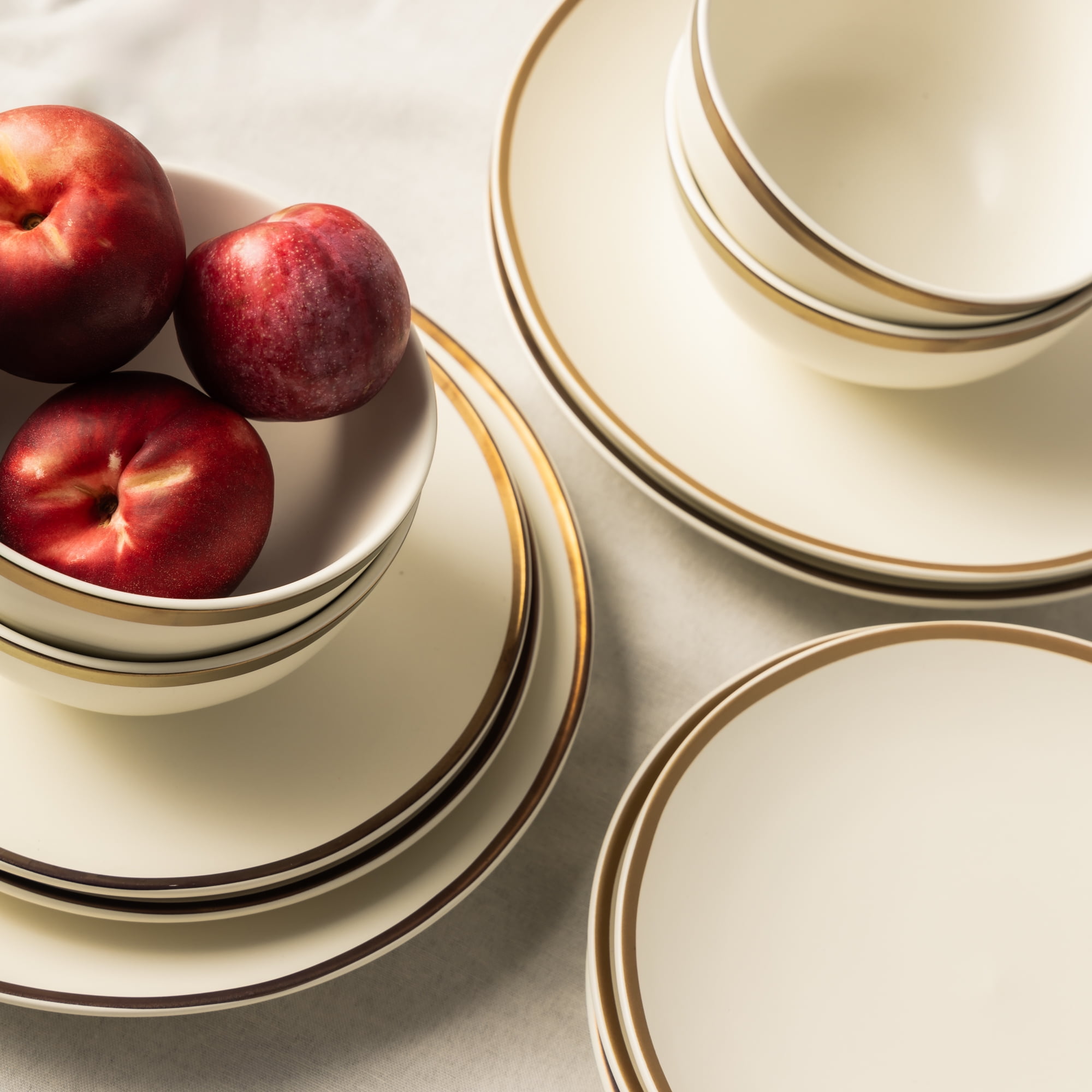 12-Piece Stoneware White Dinnerware Set, Everest Collection - Image 6