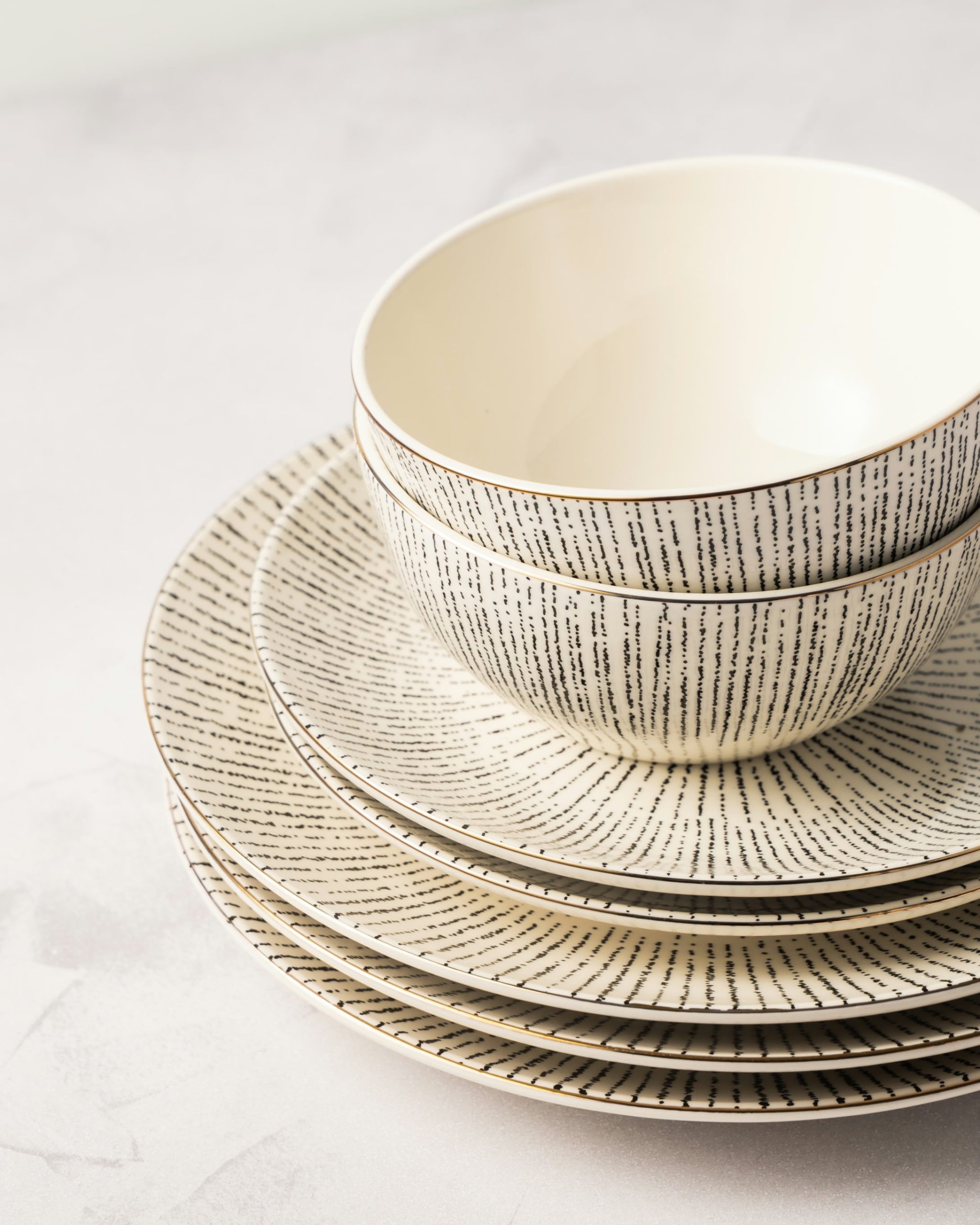 12-Piece Stoneware Dinnerware Set, Riley Collection - Image 5