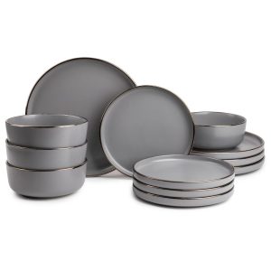 12-Piece Stoneware Dinnerware Set, Ava Collection