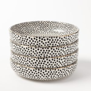 Dot Collection, 4 Pack Stoneware Low Bowls