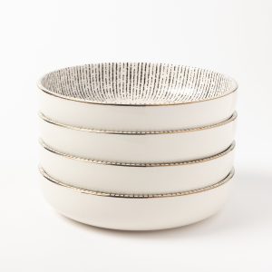 Riley Collection, 4 Pack Stoneware Low Bowls