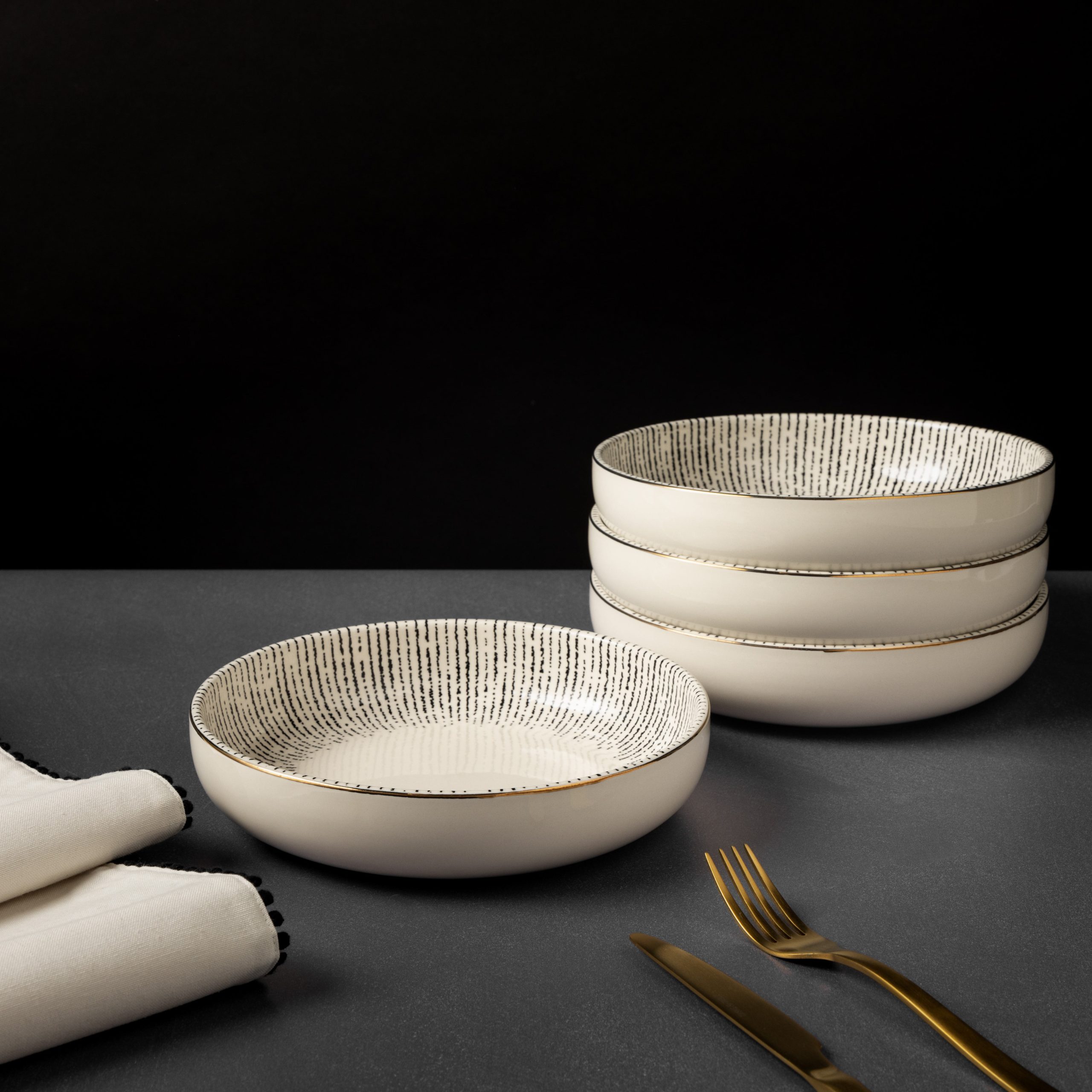 Riley Collection, 4 Pack Stoneware Low Bowls - Image 9