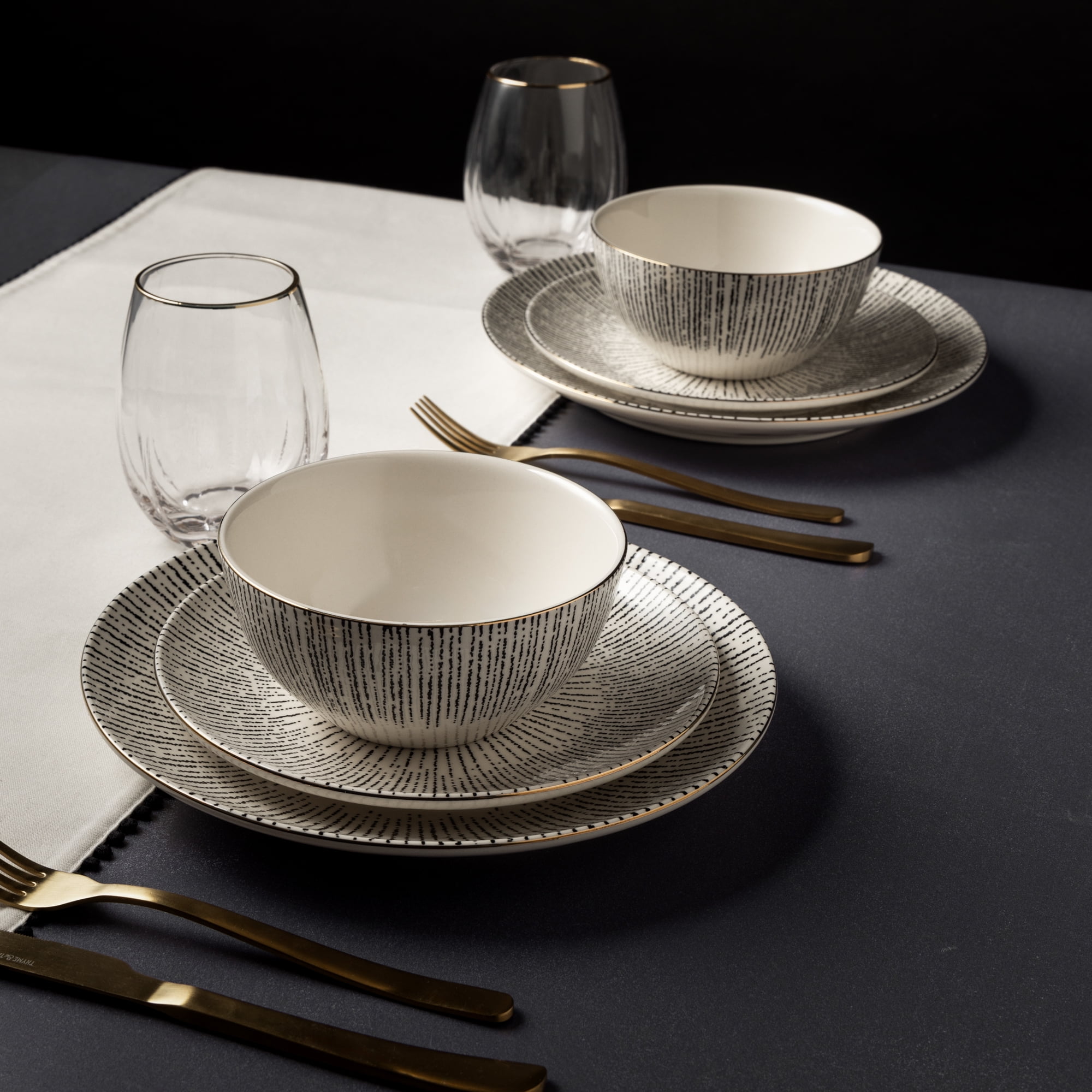 12-Piece Stoneware Dinnerware Set, Riley Collection - Image 13