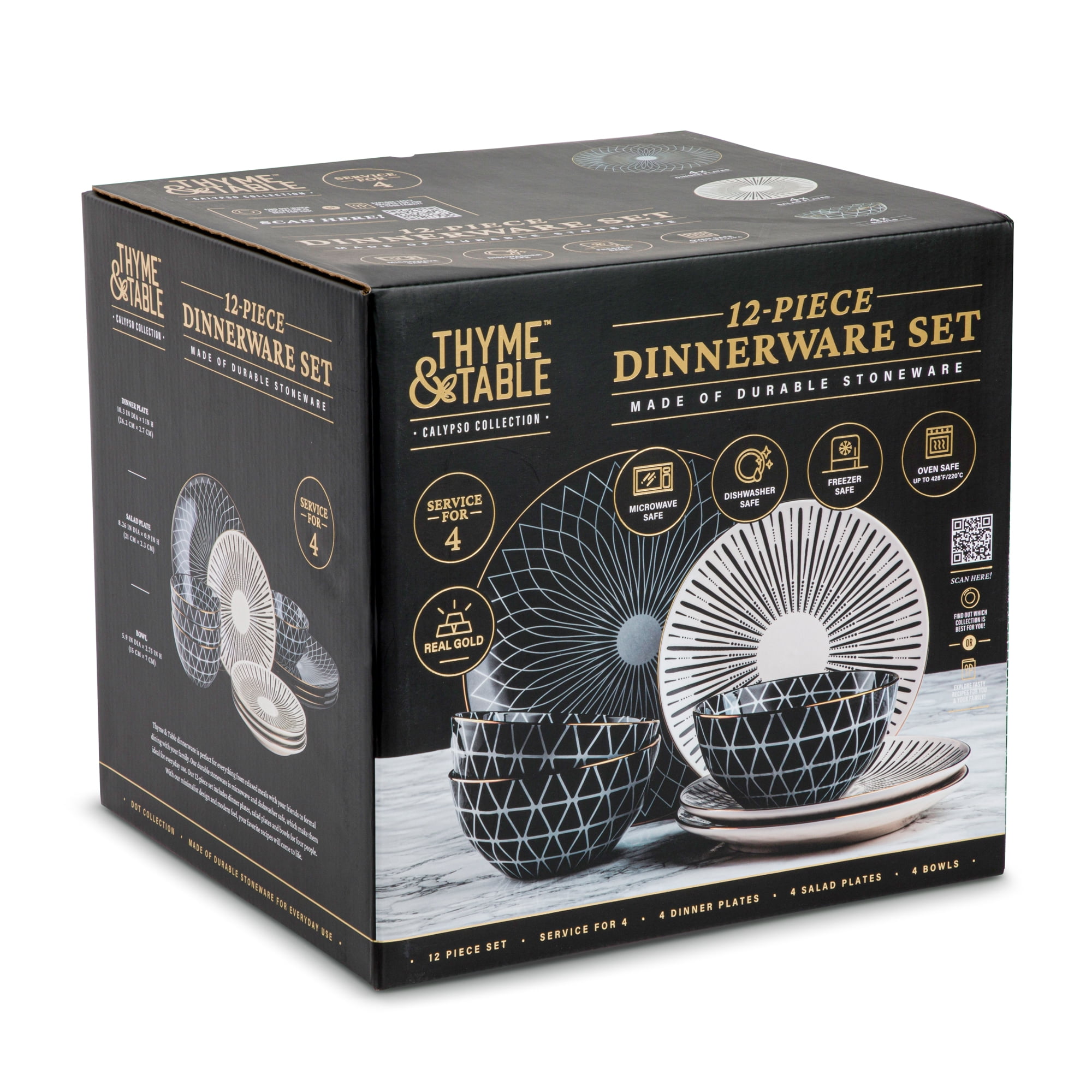 Calypso 12 Piece Stoneware Dinnerware Set, Service for 4 - Image 8