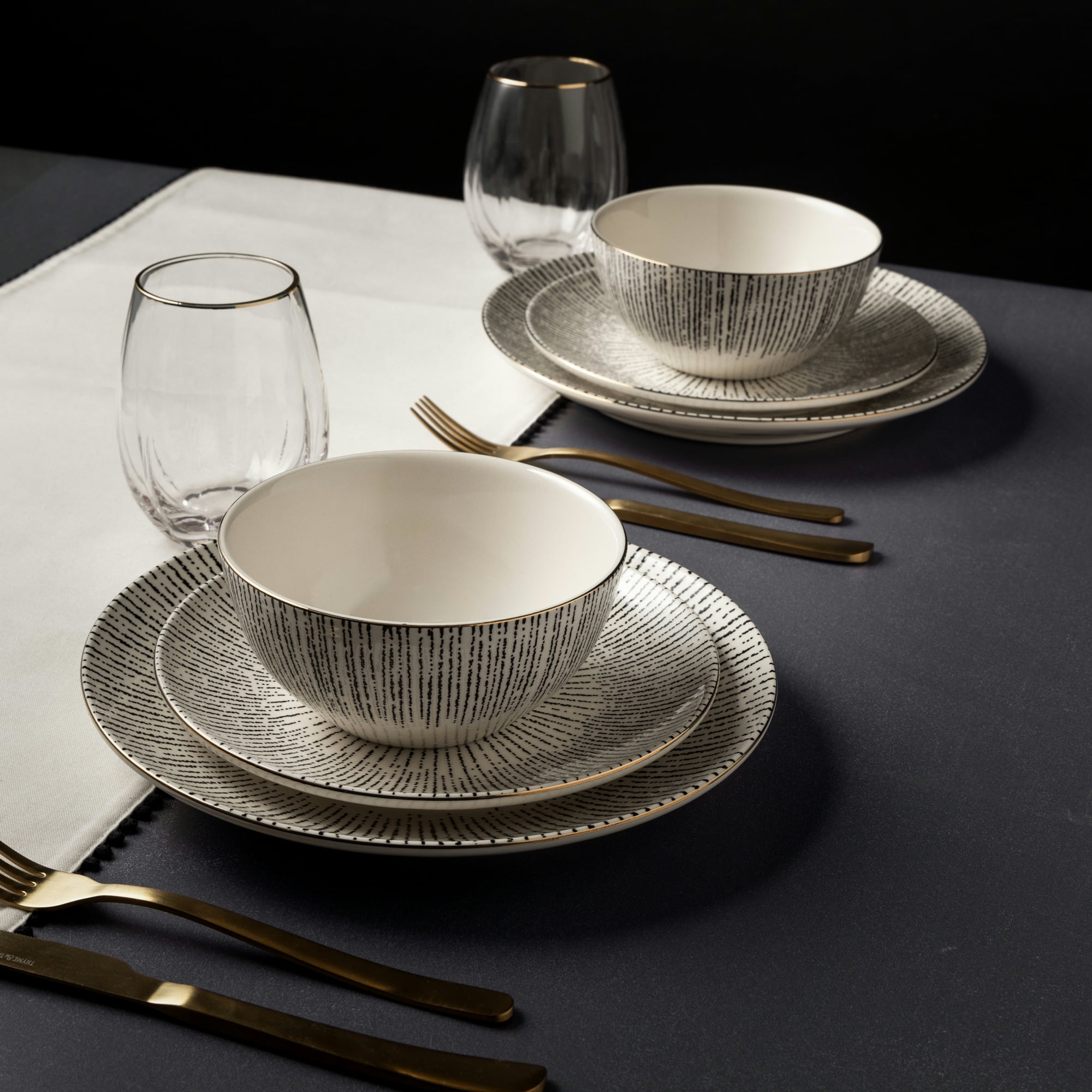 12-Piece Stoneware Dinnerware Set, Riley Collection - Image 15