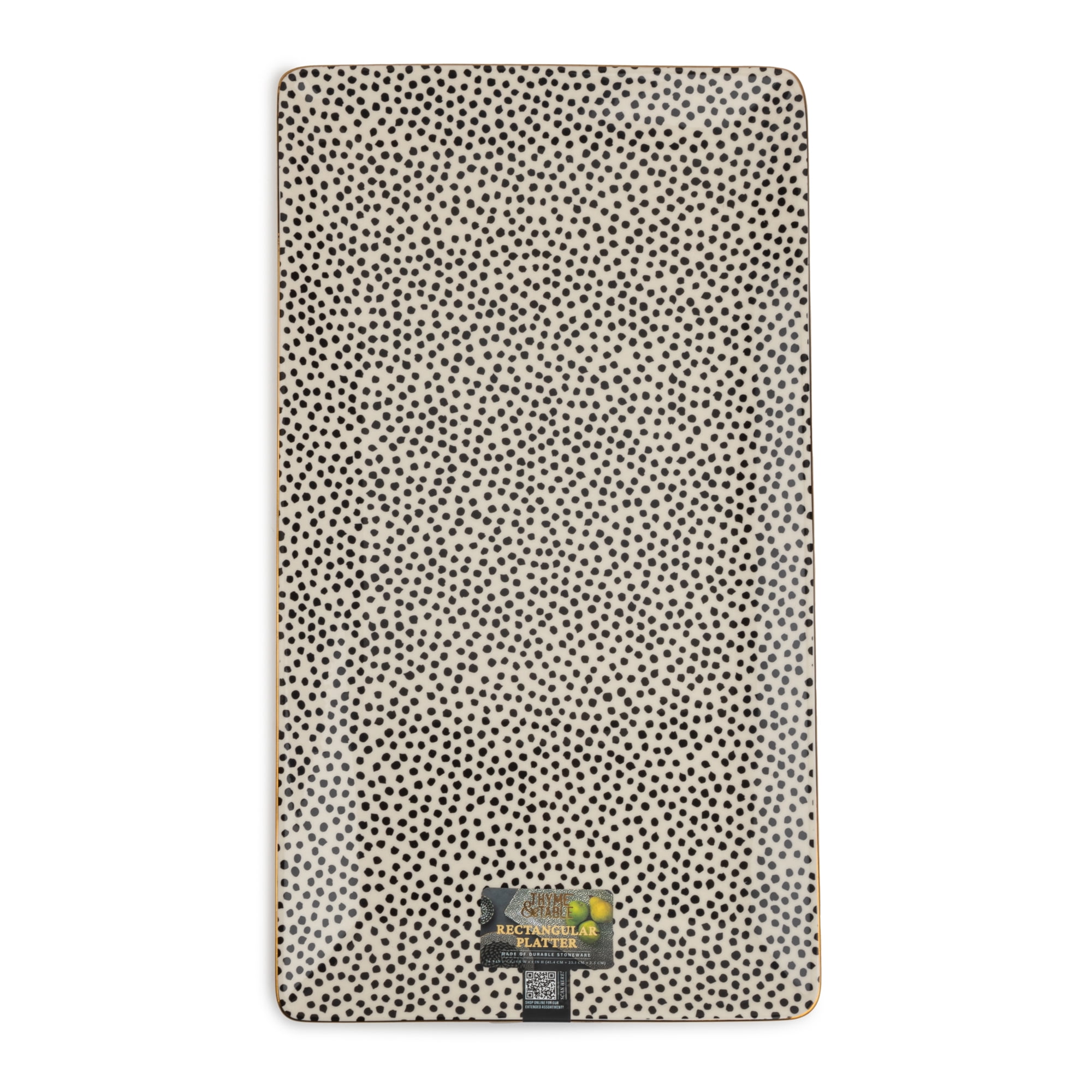 Stoneware Rectangular Serve Platter, Dot Collection - Image 4